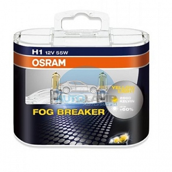 Автолампа OSRAM H1 12V 55W P14,5s Fog Breaker (62150FBR), EURO-2шт Автолампа OSRAM H1 12V 55W P14,5s Fog Breaker (62150FBR), EURO-2шт