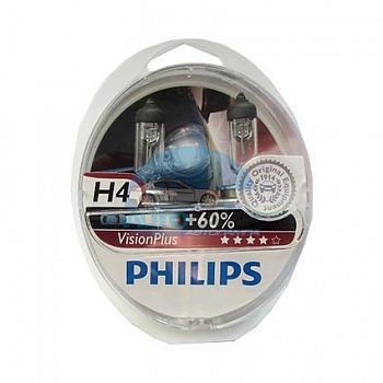 Автолампа PHILIPS H4 12V 60/55W P43t +60% Vision Plus (12342VP), EUROBOX-2шт Автолампа PHILIPS H4 12V 60/55W P43t +60% Vision Plus (12342VP), EUROBOX-2шт