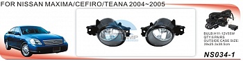 Противотуманные фары ADL/DLAA NS034 для Nissan Maxima/Cefiro/Teana (2004-2005)/March 2005,пров., кн