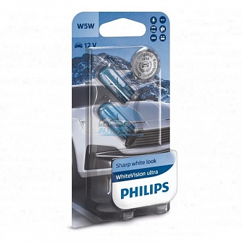 Автолампа PHILIPS W5w 12V 5W б/ц White Vision Ultra (12961WVUB2), на блистере-2шт Автолампа PHILIPS W5w 12V 5W б/ц White Vision Ultra (12961WVUB2), на блистере-2шт