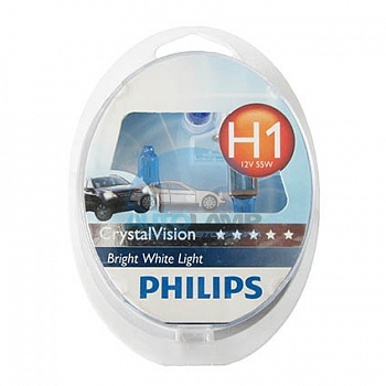 Автолампа PHILIPS H1 12V 55W P14,5s Crystal Vision (12258CV), EUROBOX-2шт Автолампа PHILIPS H1 12V 55W P14,5s Crystal Vision (12258CV), EUROBOX-2шт