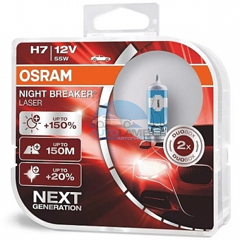 Автолампа OSRAM H7 12V 55W PX26d +150% Night Breaker Laser (64210NL), EUROBOX-2шт