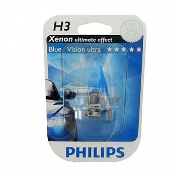 Автолампа PHILIPS H3 12V 55W PK22s Blue Vision (12336BV), на блистере