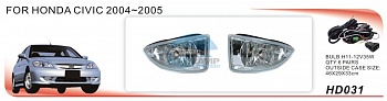 Противотуманные фары ADL/DLAA HD031 для Honda Civic (2004-2005г), провода, кнопка