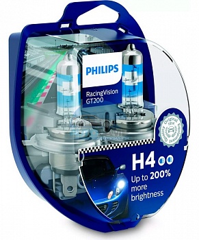 Автолампа PHILIPS H4 12V 60/55W +200% Racing Vision GT200 (12342RGT), EUROBOX-2шт Автолампа PHILIPS H4 12V 60/55W +200% Racing Vision GT200 (12342RGT), EUROBOX-2шт