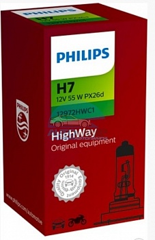 Автолампа PHILIPS H7 12V 55W P26d HighWay (12972HWC1) Автолампа PHILIPS H7 12V 55W P26d HighWay (12972HWC1)