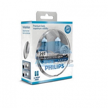 Автолампа PHILIPS H4 12V 60/55W P43t White Vision 3700K (12342WHV), EUROBOX-2шт Автолампа PHILIPS H4 12V 60/55W P43t White Vision 3700K (12342WHV), EUROBOX-2шт