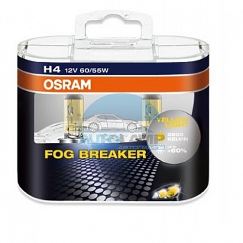 Автолампа OSRAM H4 12V 60/55W P43t Fog Breaker (62193FBR), EUROBOX-2шт Автолампа OSRAM H4 12V 60/55W P43t Fog Breaker (62193FBR), EUROBOX-2шт