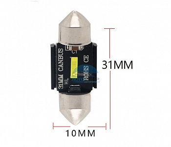 Светодиоды GL T10*31mm 1 диод Canbus с обманкой , белые (салонная) Светодиоды GL T10*31mm 1 диод Canbus с обманкой , белые (салонная)