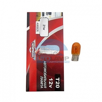 Автолампа ЧЕМПИОН WY21W T20 12V 21W желтая