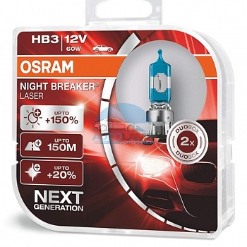 Автолампа OSRAM HB3 12V 60W P20d Night Breaker Laser +150% (9005NL), EUROBOX-2шт Автолампа OSRAM HB3 12V 60W P20d Night Breaker Laser +150% (9005NL), EUROBOX-2шт