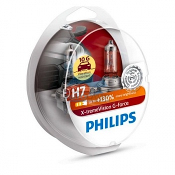 Автолампа PHILIPS H7 12V 55W +130% X-treme Vision G-FORCE (12972XVGS2), EUROBOX-2шт