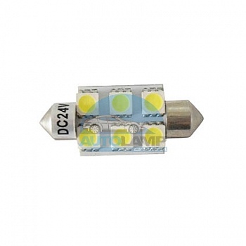 Светодиоды GL T10*36mm, 6 диодов SMD5050, белые 24V (салонная) Светодиоды GL T10*36mm, 6 диодов SMD5050, белые 24V (салонная)
