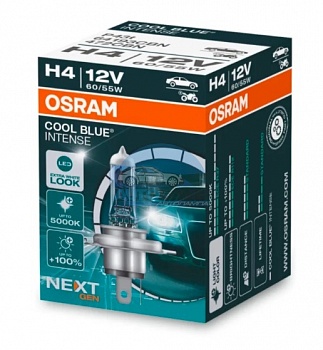 Автолампа OSRAM H4 12V 60/55W P43t +100% Cool Blue Intense Next Generation (64193CBN)