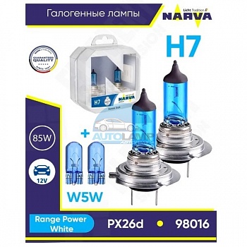 Автолампа NARVA 2*H7 12V 85W + W5W Range Power White (98016) Автолампа NARVA 2*H7 12V 85W + W5W Range Power White (98016)