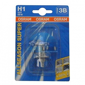 Автолампа OSRAM H1 12V 55W P14,5s +30% Allseason (64150Als-OB1), на блистере