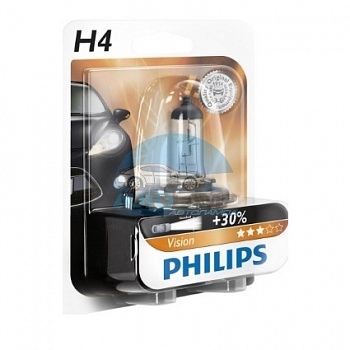 Автолампа PHILIPS H4 12V 60/55W +30% P43t (12342PRB1), на блистере Автолампа PHILIPS H4 12V 60/55W +30% P43t (12342PRB1), на блистере