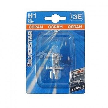 Автолампа OSRAM H1 12V 55W P14,5s +50% Silverstar (64150SVS-OB1) на блистере