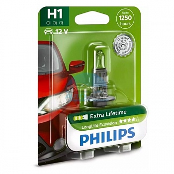 Автолампа PHILIPS H1 12V 55W Longer Life (12258LLC), на блистере