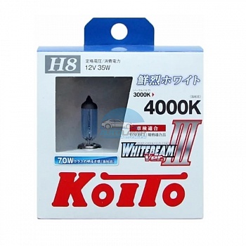 Автолампа KOITO H8 12V 35W (70W) Whitebeam III 4000K - 2шт (P0758W)