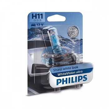 Автолампа PHILIPS H11 12V 55W White Vision ULTRA (12362WVUB1), на блистере Автолампа PHILIPS H11 12V 55W White Vision ULTRA (12362WVUB1), на блистере